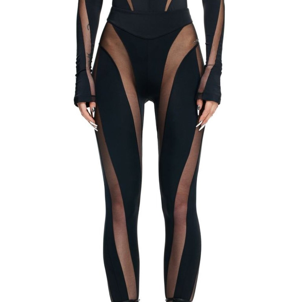 H&M Mugler Collab spiral tights  stirrup leggings size small  - NWT never worn